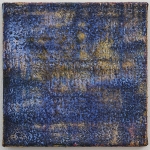Blaugold 2021 Pigment, Acryl, Leinen 25 x 25 cm