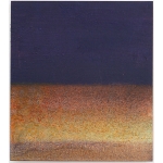 Warmes Feld zu dunklem Blau 2023 Pigment, Acryl, Holz 30 x 26,7 cm