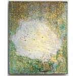 Wolke Perlmutt-Gelb 2025 Pigment, Acryl, Holz 20 x 16 cm