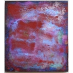 Space Blau-Rostrot 2052 Pigment, Acryl, Holz 20 x 17,8 cm